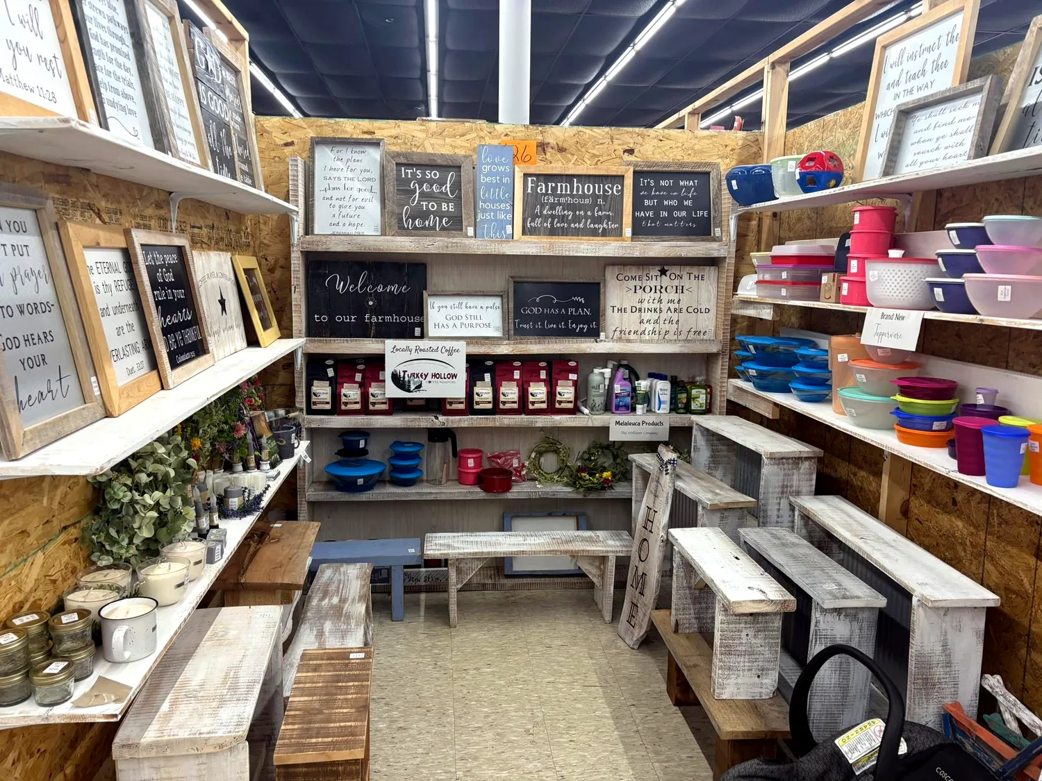 Country Pickins vendor booth featuring signs and merchandise
